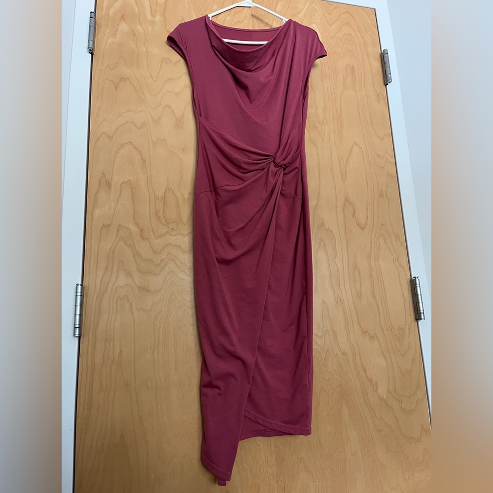 SHEIN Clasi Draped Collar Twist Front Wrap Hem Dress - Picture 3 of 3